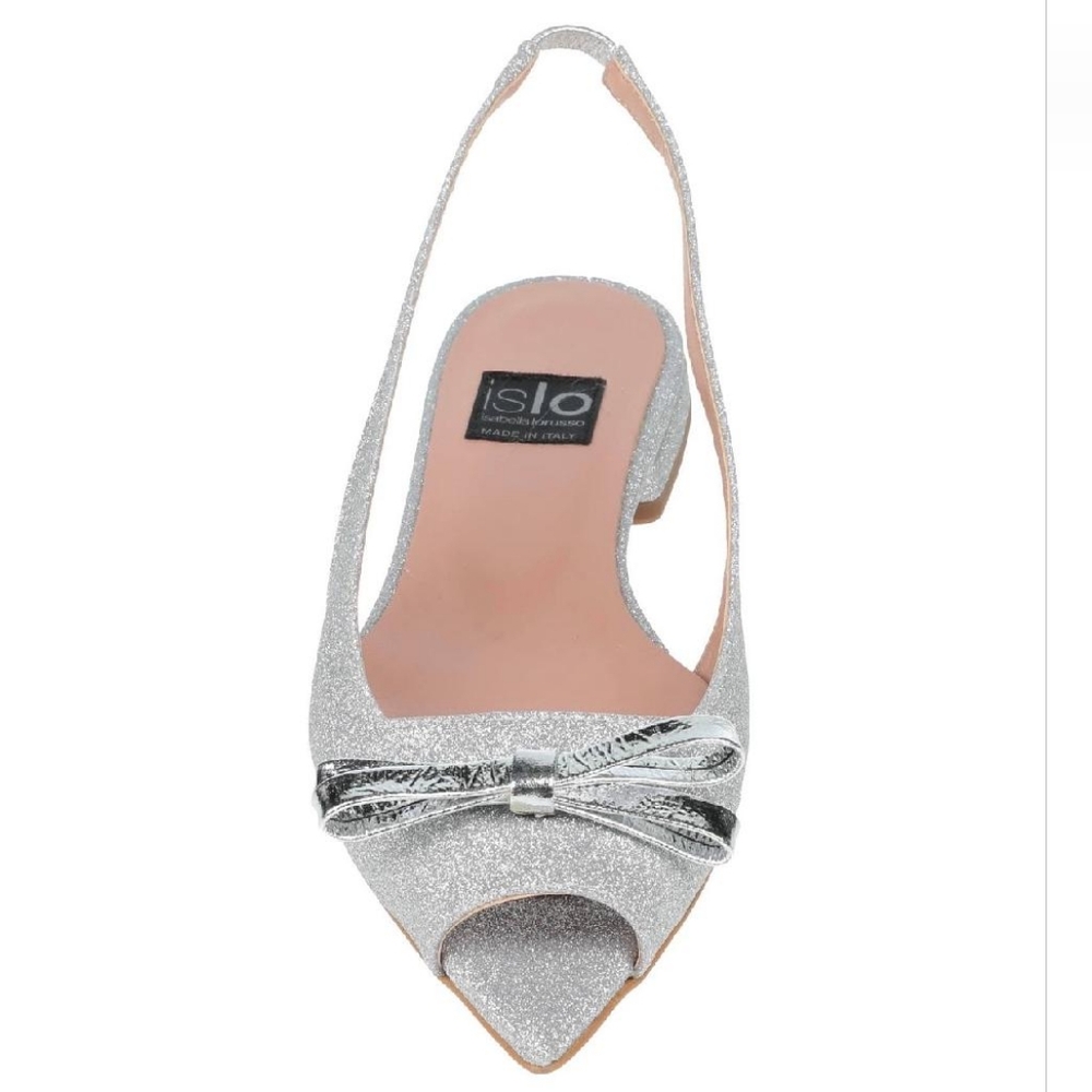 🇮🇹ISLO ISABELLA LORUSSO open toe flat slingback silver metallic sandals in 38 - Picture 4 of 15